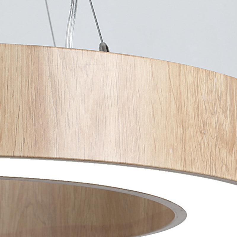 Illuminazione a sospensione circolare in stile nordico finitura in legno da ufficio in metallo luce a sospensione