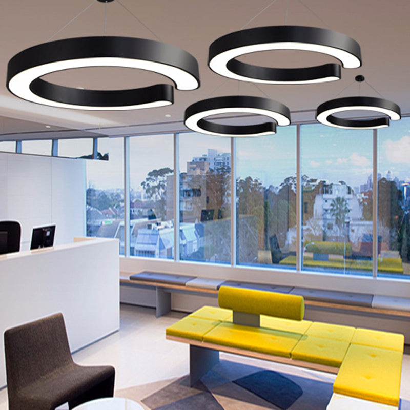 Minimalist C Shaped Hanging Lighting Acrylic Office LED Commercial Pendant Light Fixture