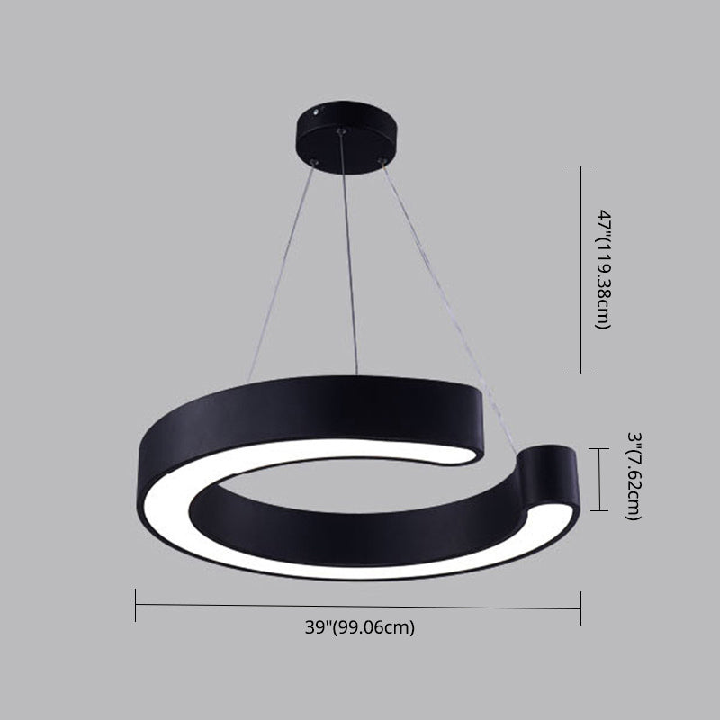 Minimalist C Shaped Hanging Lighting Acrylic Office LED Commercial Pendant Light Fixture