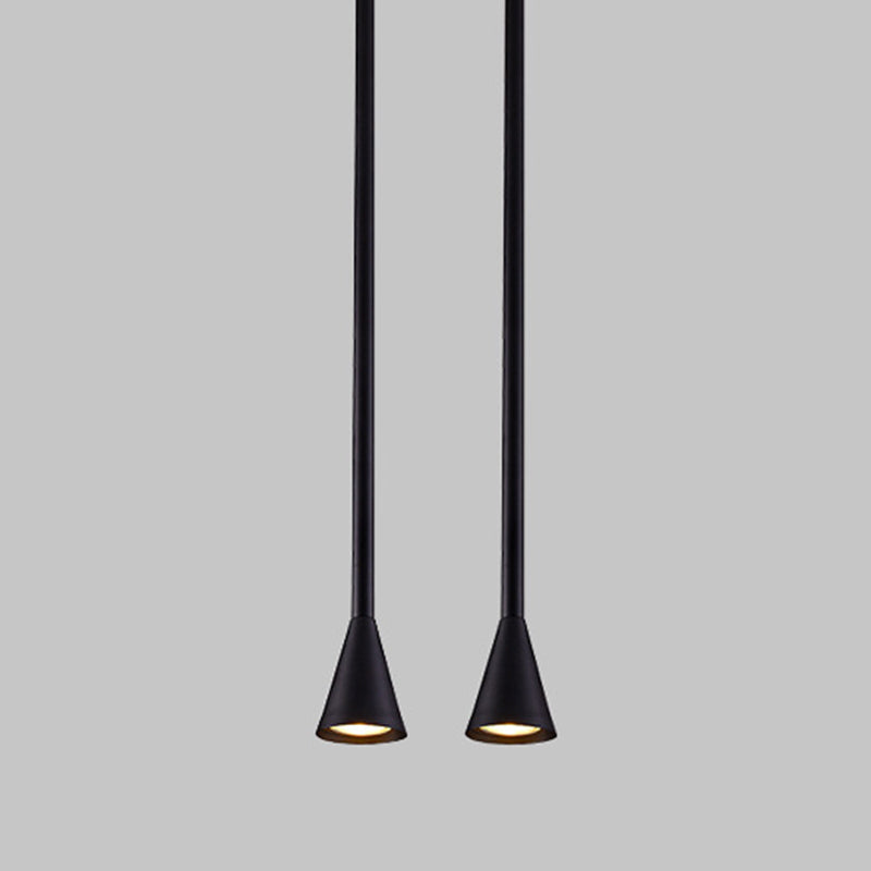 Postmodern Minimalist Conical Pendant Lamp Metallic Kitchen Bar LED Suspension Light