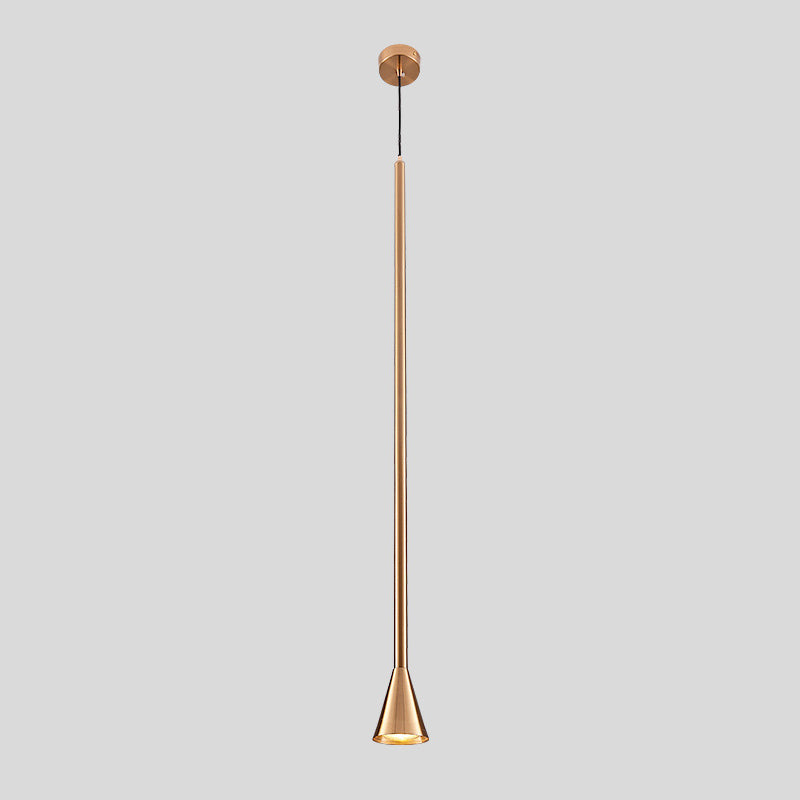 Postmodern Minimalist Conical Pendant Lamp Metallic Kitchen Bar LED Suspension Light