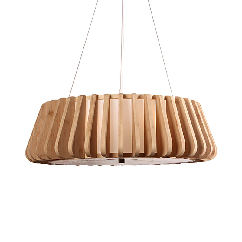 19.5"/23.5" Wide Tapered Suspension Lighting Traditional Wood 1 Bulb Nickel Hanging Ceiling Light