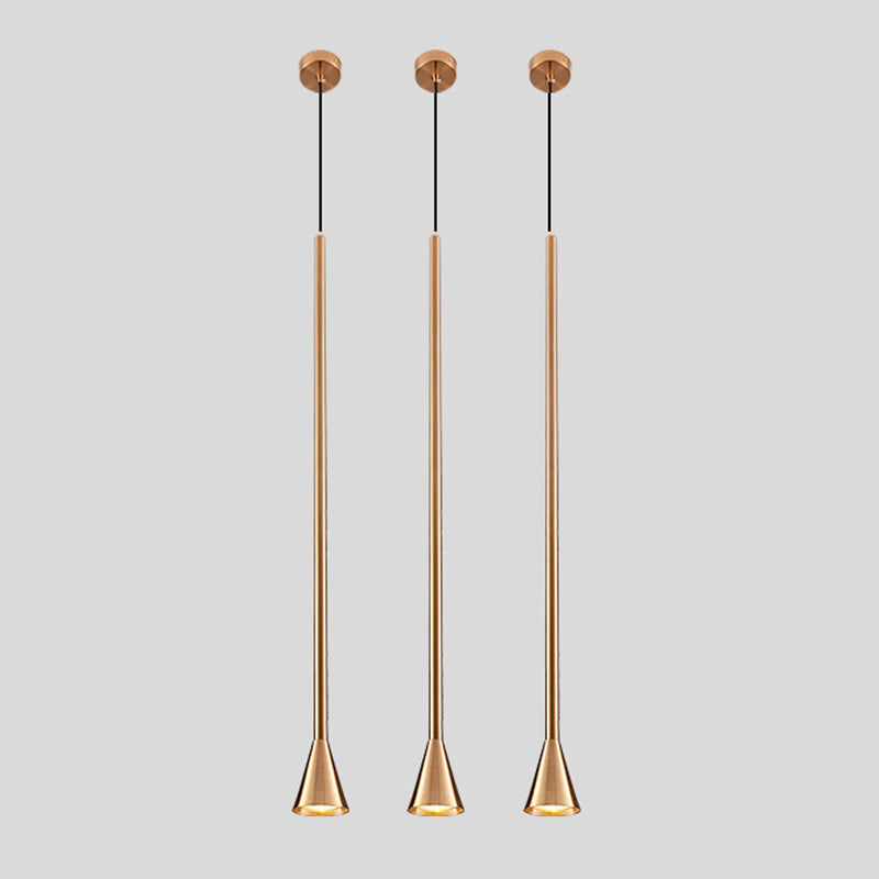 Postmodern Minimalist Conical Pendant Lamp Metallic Kitchen Bar LED Suspension Light