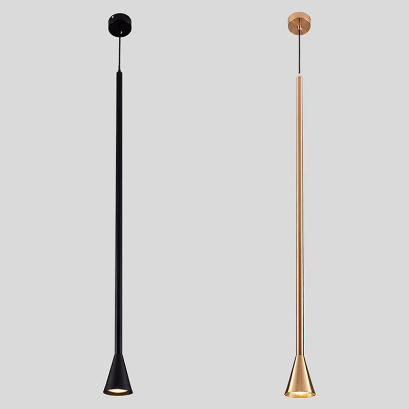 Postmodern Minimalist Conical Pendant Lamp Metallic Kitchen Bar LED Suspension Light