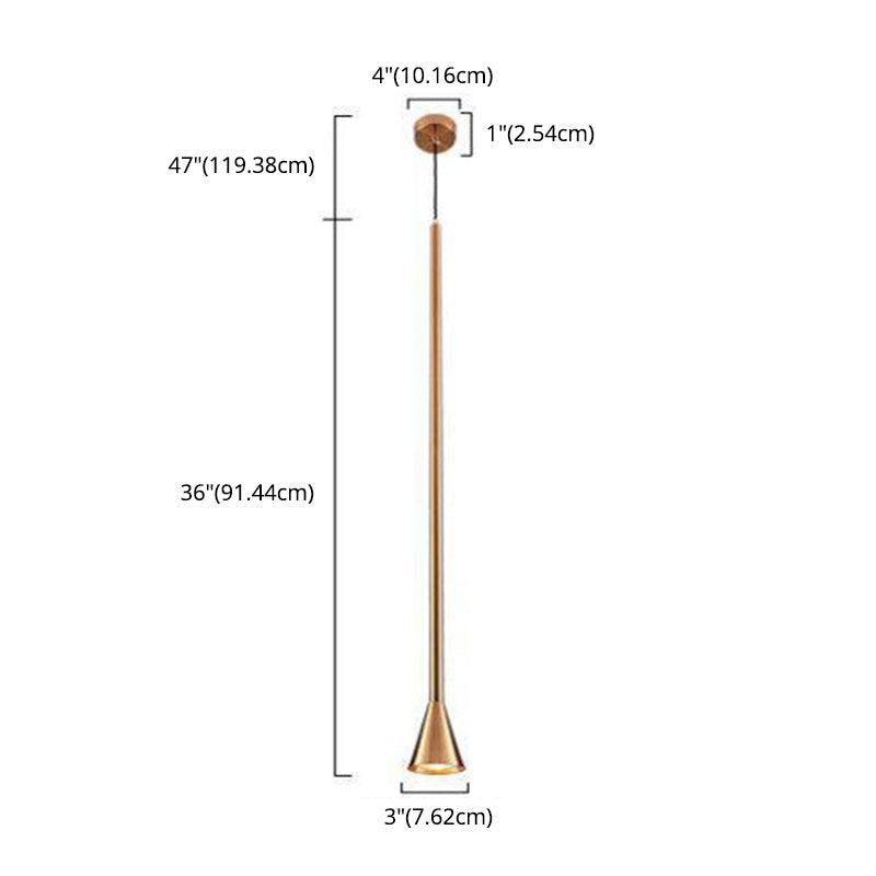 Postmodern Minimalist Conical Pendant Lamp Metallic Kitchen Bar LED Suspension Light