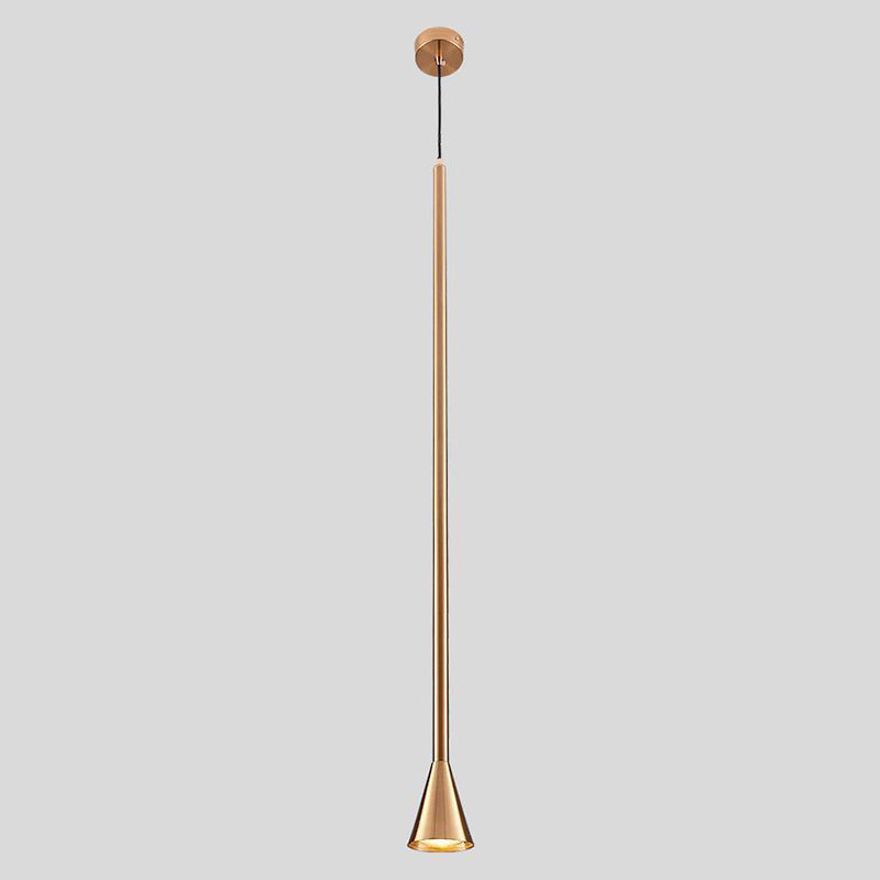 Postmodern Minimalist Conical Pendant Lamp Metallic Kitchen Bar LED Suspension Light