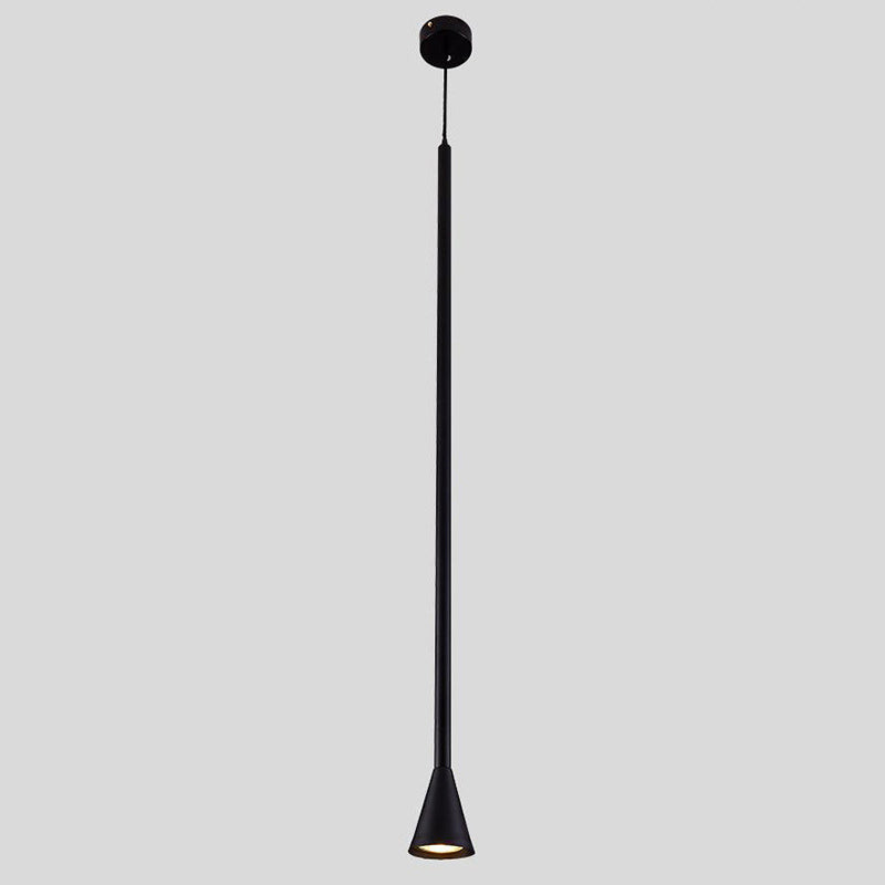 Postmodern Minimalist Conical Pendant Lamp Metallic Kitchen Bar LED Suspension Light