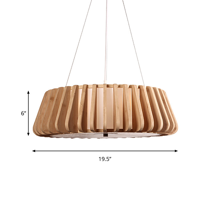 19.5"/23.5" Wide Tapered Suspension Lighting Traditional Wood 1 Bulb Nickel Hanging Ceiling Light
