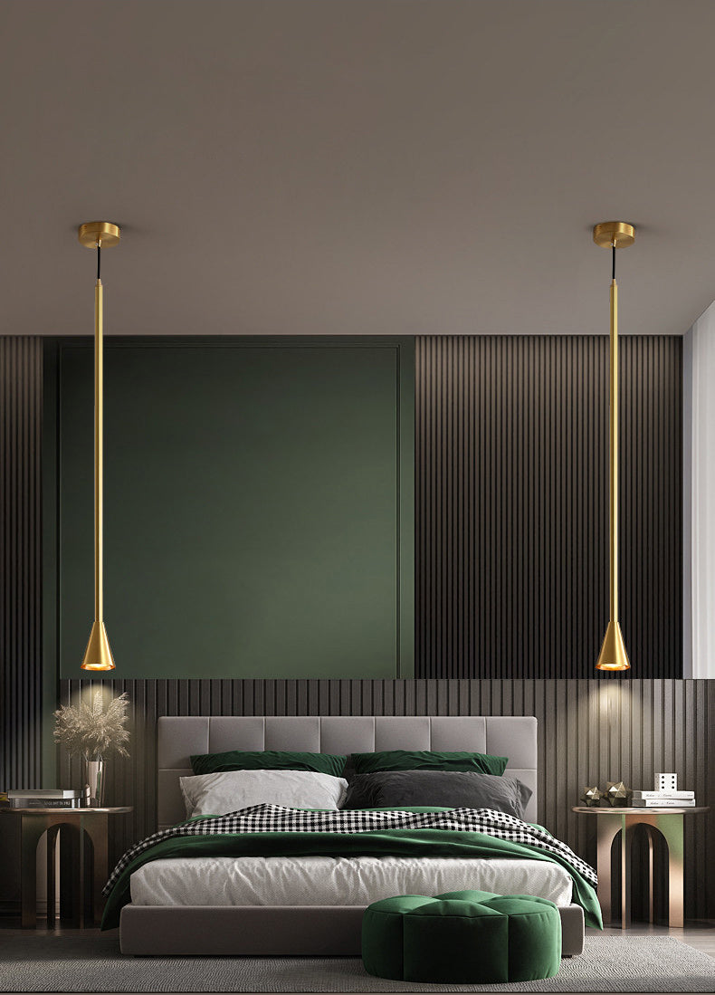 Postmodern Minimalist Conical Pendant Lamp Metallic Kitchen Bar LED Suspension Light