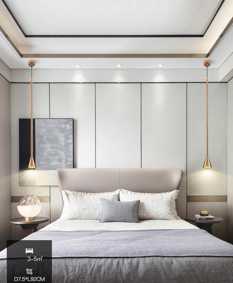 Postmodern Minimalist Conical Pendant Lamp Metallic Kitchen Bar LED Suspension Light