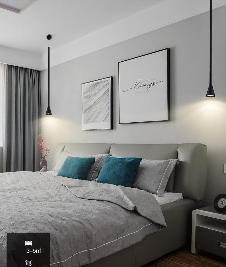 Postmodern Minimalist Conical Pendant Lamp Metallic Kitchen Bar LED Suspension Light