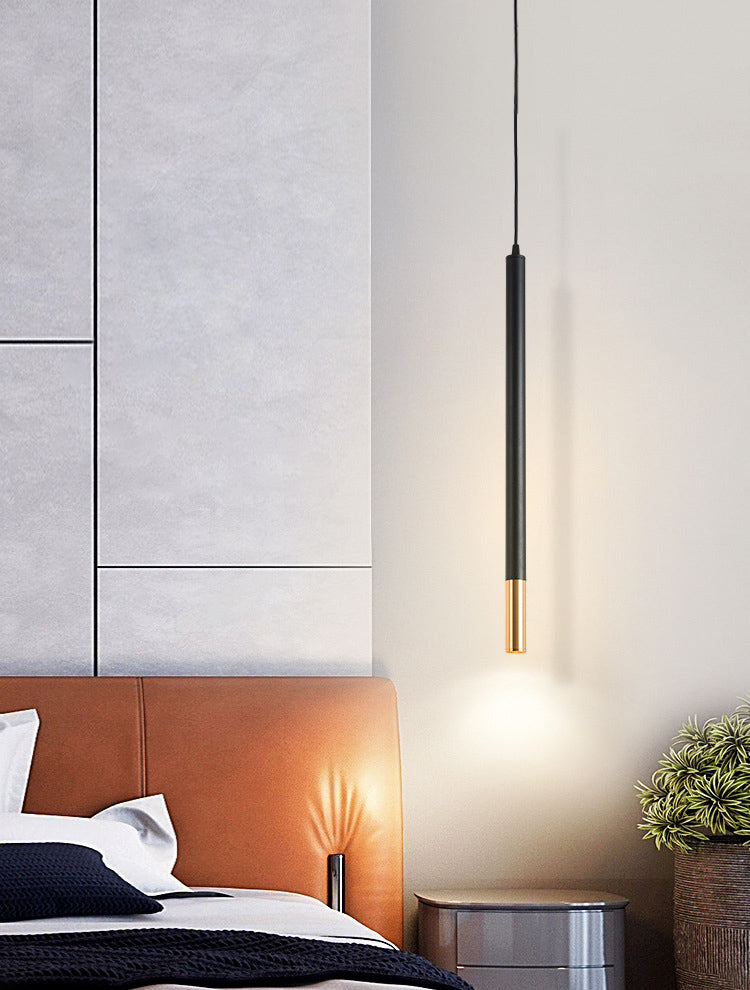 Black-Gold Tube LED Pendant Simplicity Aluminum Hanging Light Kit for Dining Room