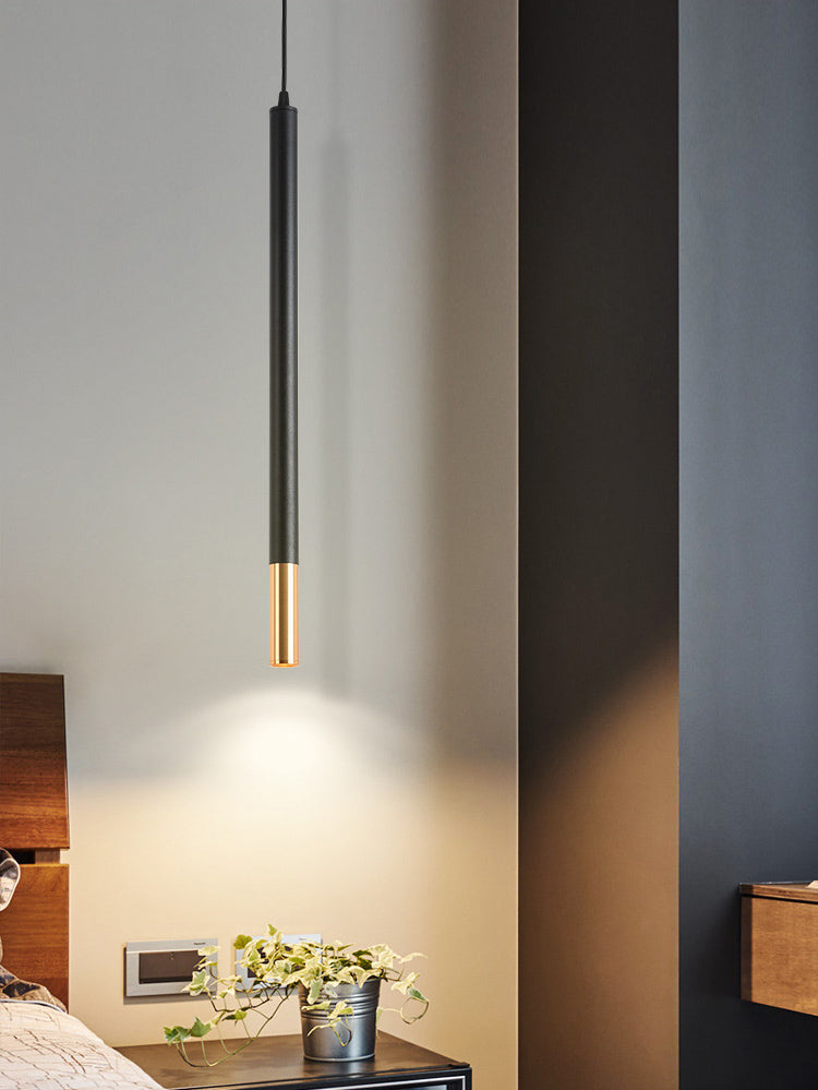 Black-Gold Tube LED Pendant Simplicity Aluminum Hanging Light Kit for Dining Room