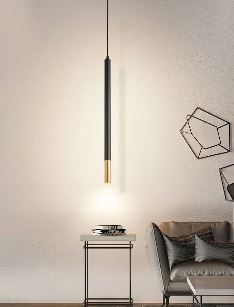 Black-Gold Tube LED Pendant Simplicity Aluminum Hanging Light Kit for Dining Room