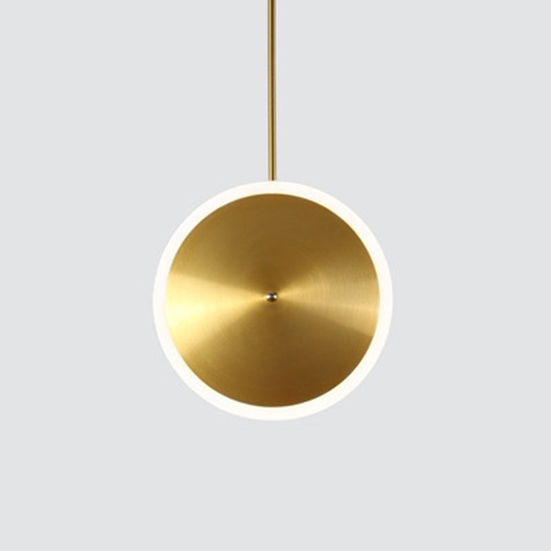 Gold Plated Flying Saucer Suspension Light Fixture Postmodern Simple Metal LED Pendant Lamp