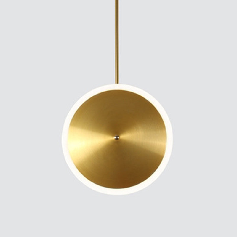 Gold Plated Flying Saucer Suspension Light Fixture Postmodern Simple Metal LED Pendant Lamp