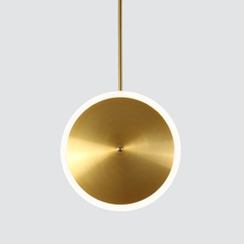 Gold Plated Flying Saucer Suspension Light Fixture Postmodern Simple Metal LED Pendant Lamp