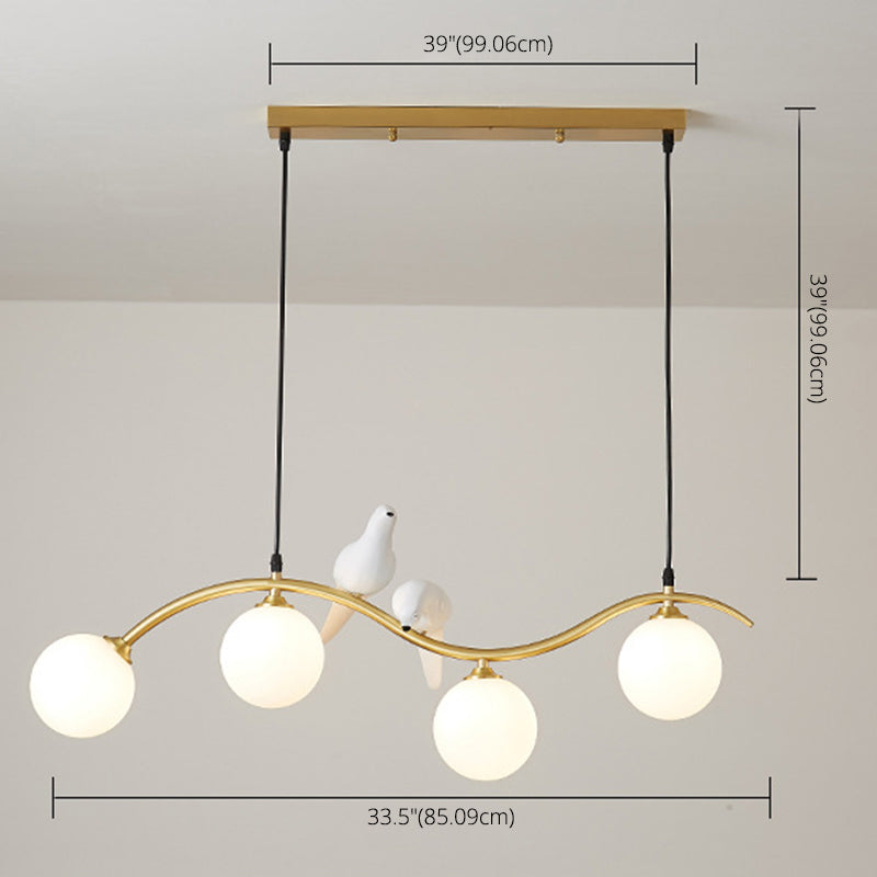Branch and Bird Island Light Minimalist Metal Diner Pendente soffitto con sfera Opal Glass Shade