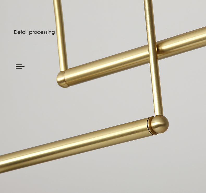 Gold Finish Linear Hanging Light Simplicity Metal Island Light with Ball White Glass Shade