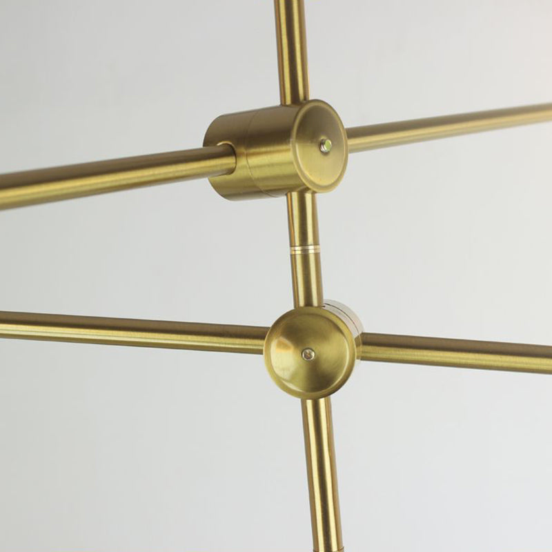 Rotating Linear Metal Island Light Fixture Minimalist Titanium Gold Pendant Light with Ball Milk Glass Shade