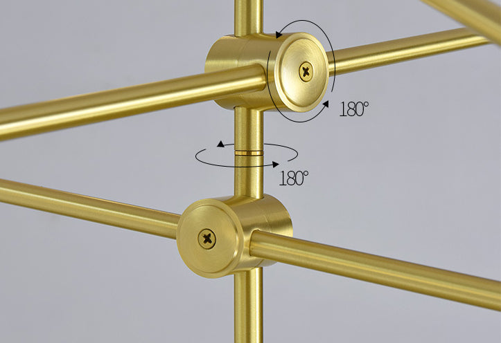 Rotating Linear Metal Island Light Fixture Minimalist Titanium Gold Pendant Light with Ball Milk Glass Shade