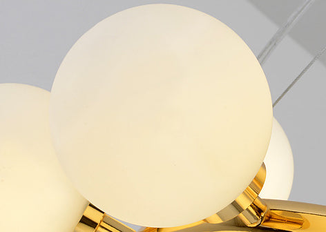 16 lumières Restaurant Island Lamp Minimaliste Gold Hanging Light avec boule blanc nulle