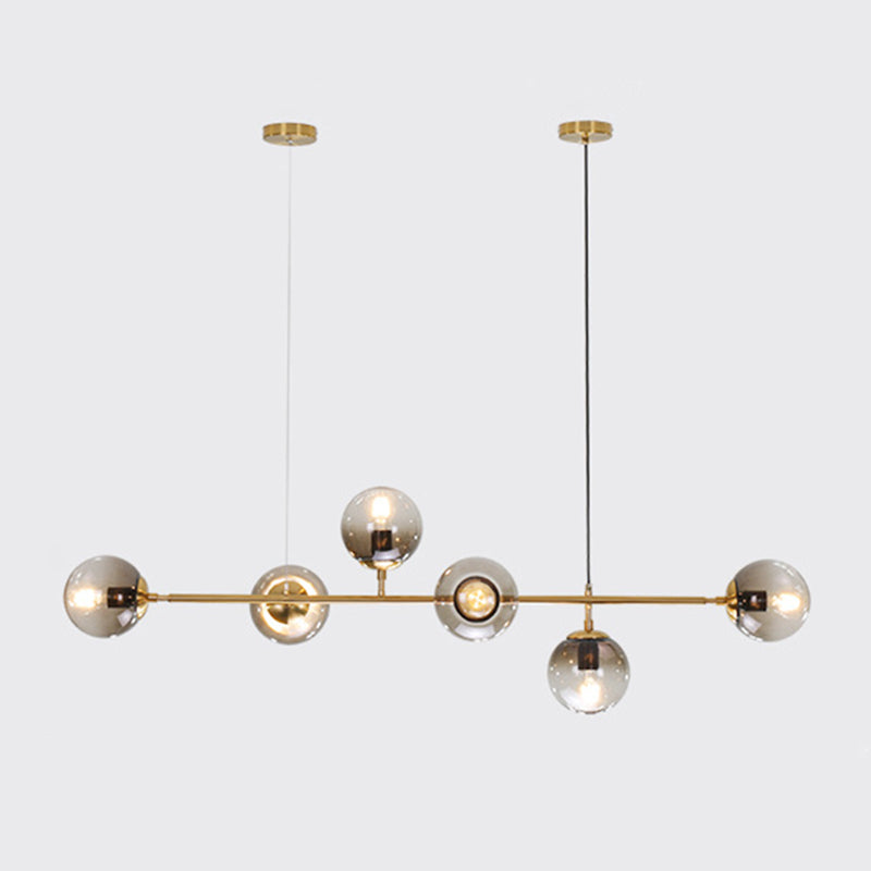 Smoke Grey Glass Orb Pendant Lighting Postmodern Island Ceiling Light for Dining Room