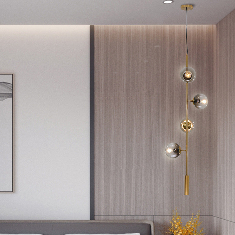 Smoke Grey Glass Orb Pendant Lighting Postmodern Island Ceiling Light for Dining Room