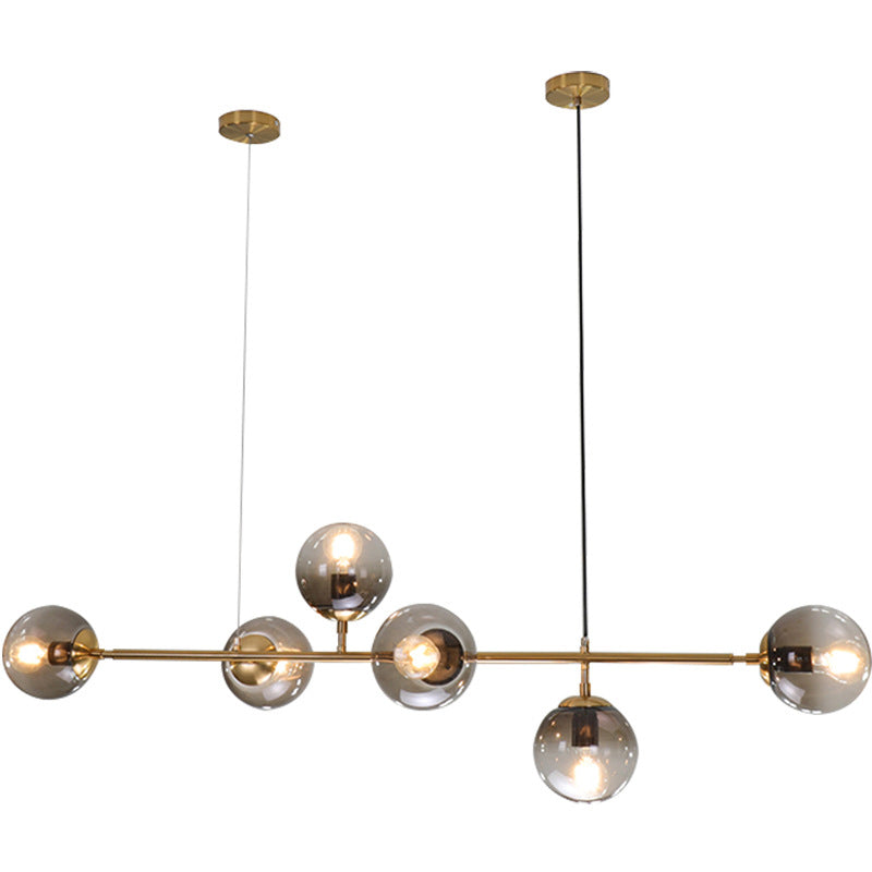 Smoke Grey Glass Orb Pendant Lighting Postmodern Island Ceiling Light for Dining Room