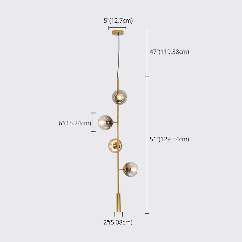 Smoke Grey Glass Orb Pendant Lighting Postmodern Island Ceiling Light for Dining Room