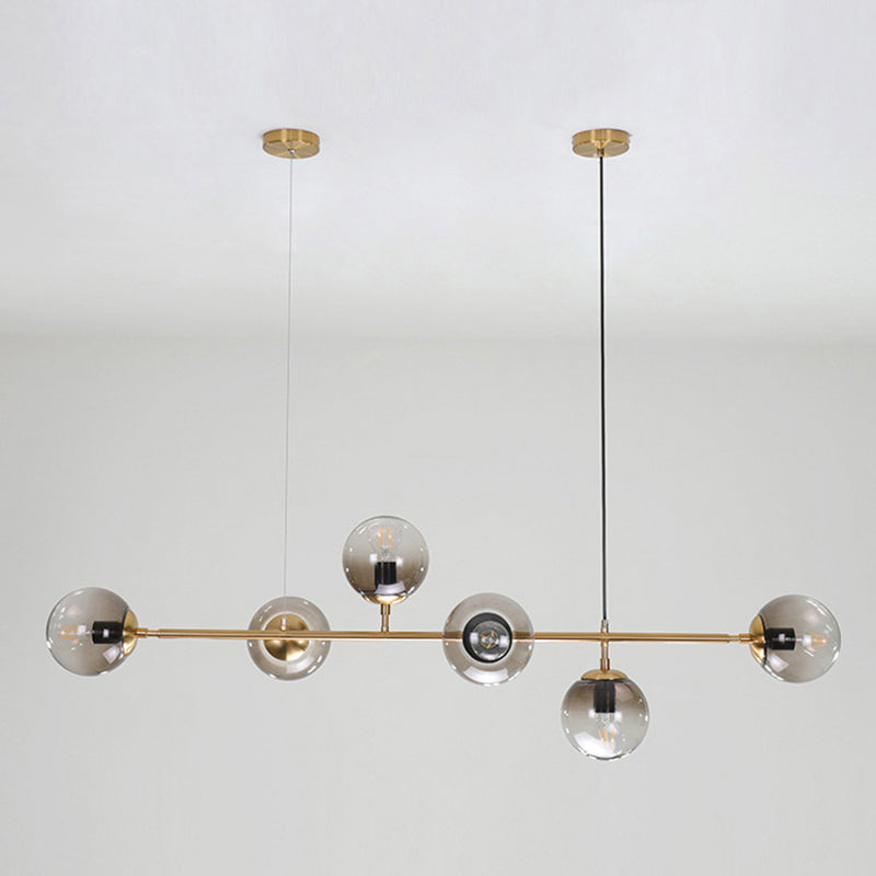 Smoke Grey Glass Orb Pendant Lighting Postmodern Island Ceiling Light for Dining Room