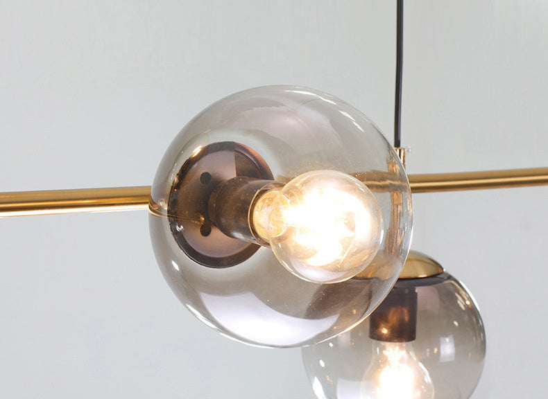 Smoke Grey Glass Orb Pendant Lighting Postmodern Island Ceiling Light for Dining Room