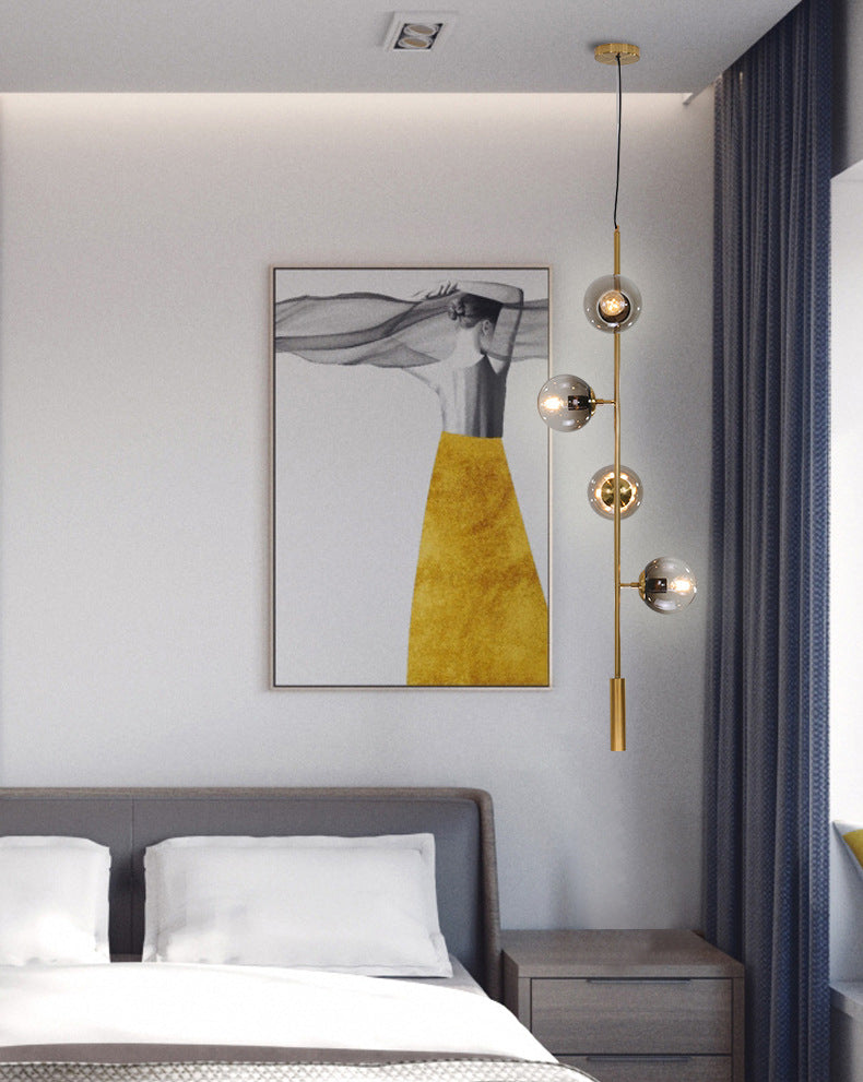 Smoke Grey Glass Orb Pendant Lighting Postmodern Island Ceiling Light for Dining Room