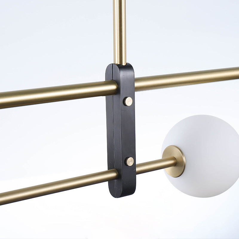 Ball and Cylinder Glass Suspension Lighting Postmodern 4-Light Island Light for Diner