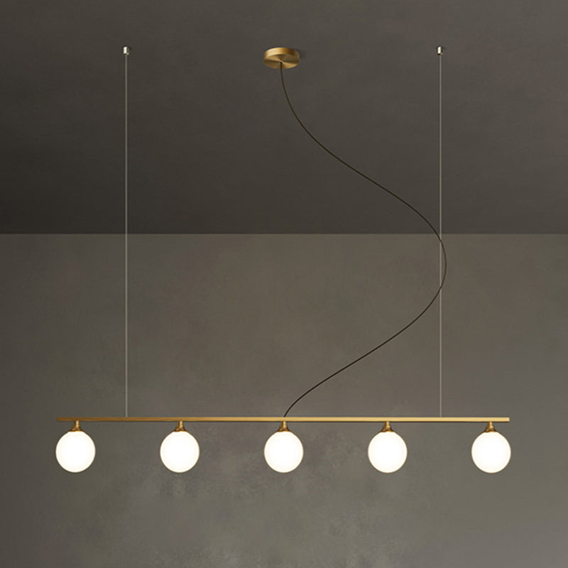 Simplicity Ball Shade Island Pendant Light Milky Glass Dining Room Hanging Light