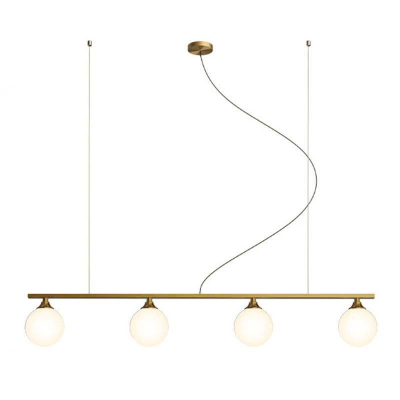 Simplicity Ball Shade Island Pendant Light Milky Glass Dining Room Hanging Light