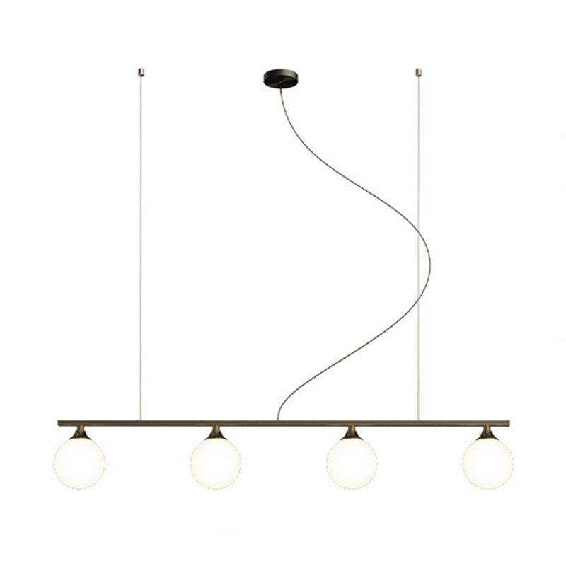 Simplicity Ball Shade Island Pendant Light Milky Glass Dining Room Hanging Light