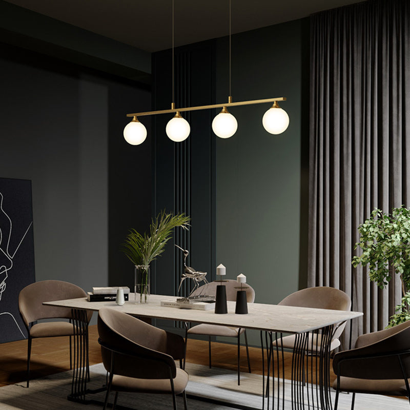 Simplicity Ball Shade Island Pendant Light Milky Glass Dining Room Hanging Light