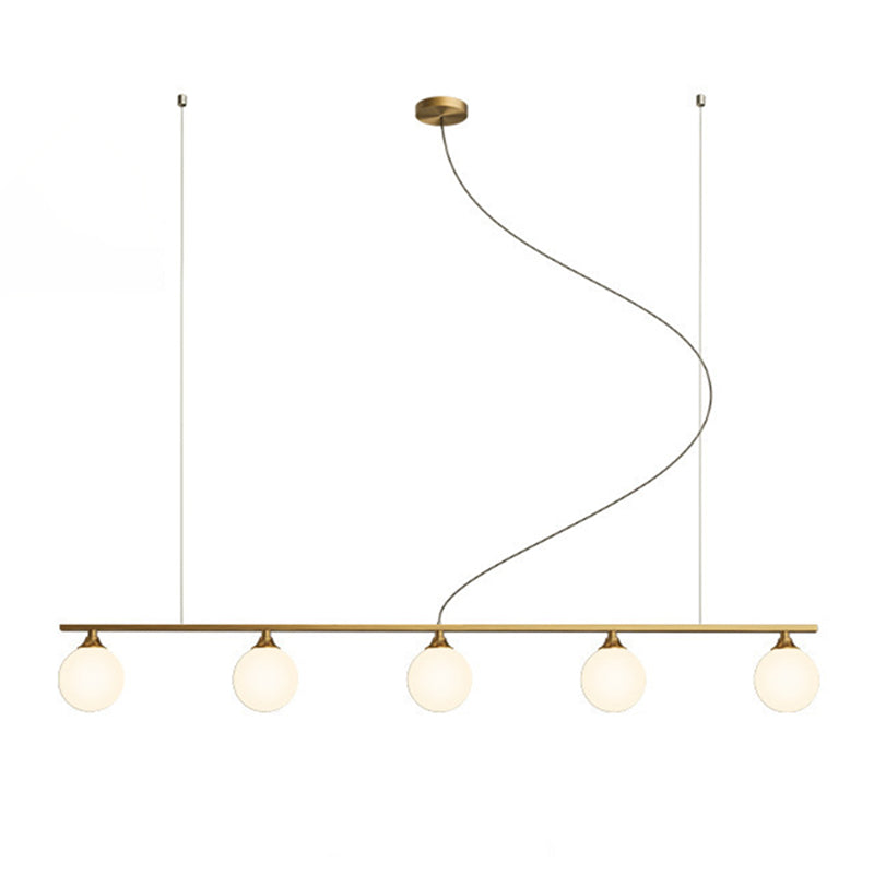 Simplicity Ball Shade Island Pendant Light Milky Glass Dining Room Hanging Light