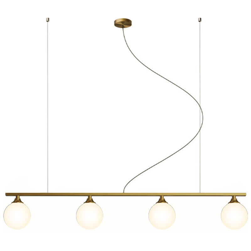 Simplicity Ball Shade Island Pendant Light Milky Glass Dining Room Hanging Light