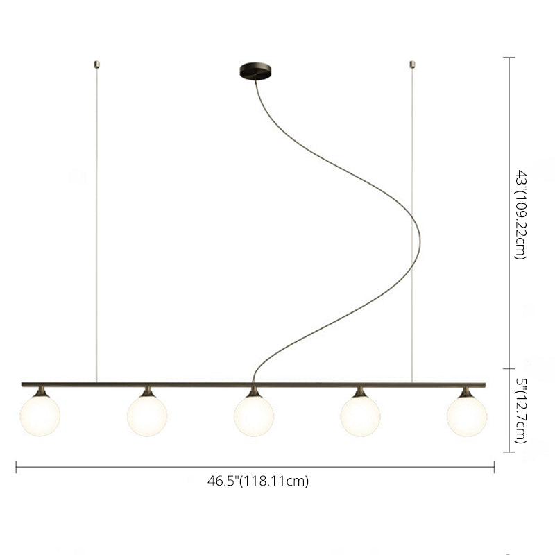 Simplicity Ball Shade Island Pendant Light Milky Glass Dining Room Hanging Light