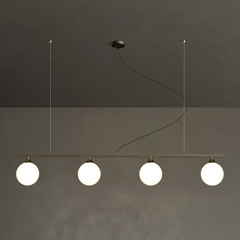 Simplicity Ball Shade Island Pendant Light Milky Glass Dining Room Hanging Light