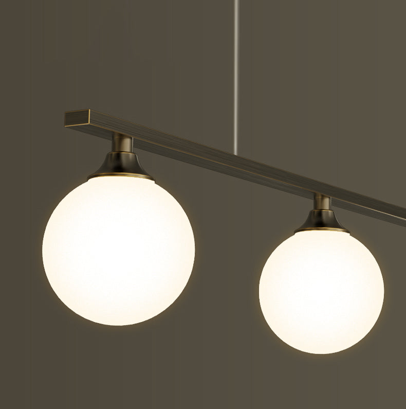 Simplicity Ball Shade Island Pendant Light Milky Glass Dining Room Hanging Light