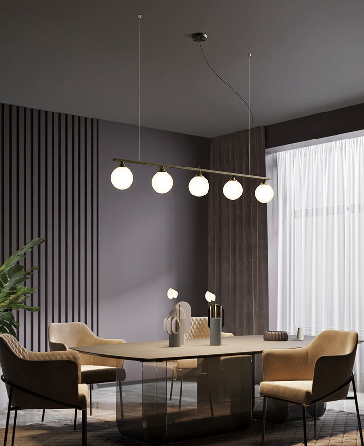 Simplicity Ball Shade Island Pendant Light Milky Glass Dining Room Hanging Light