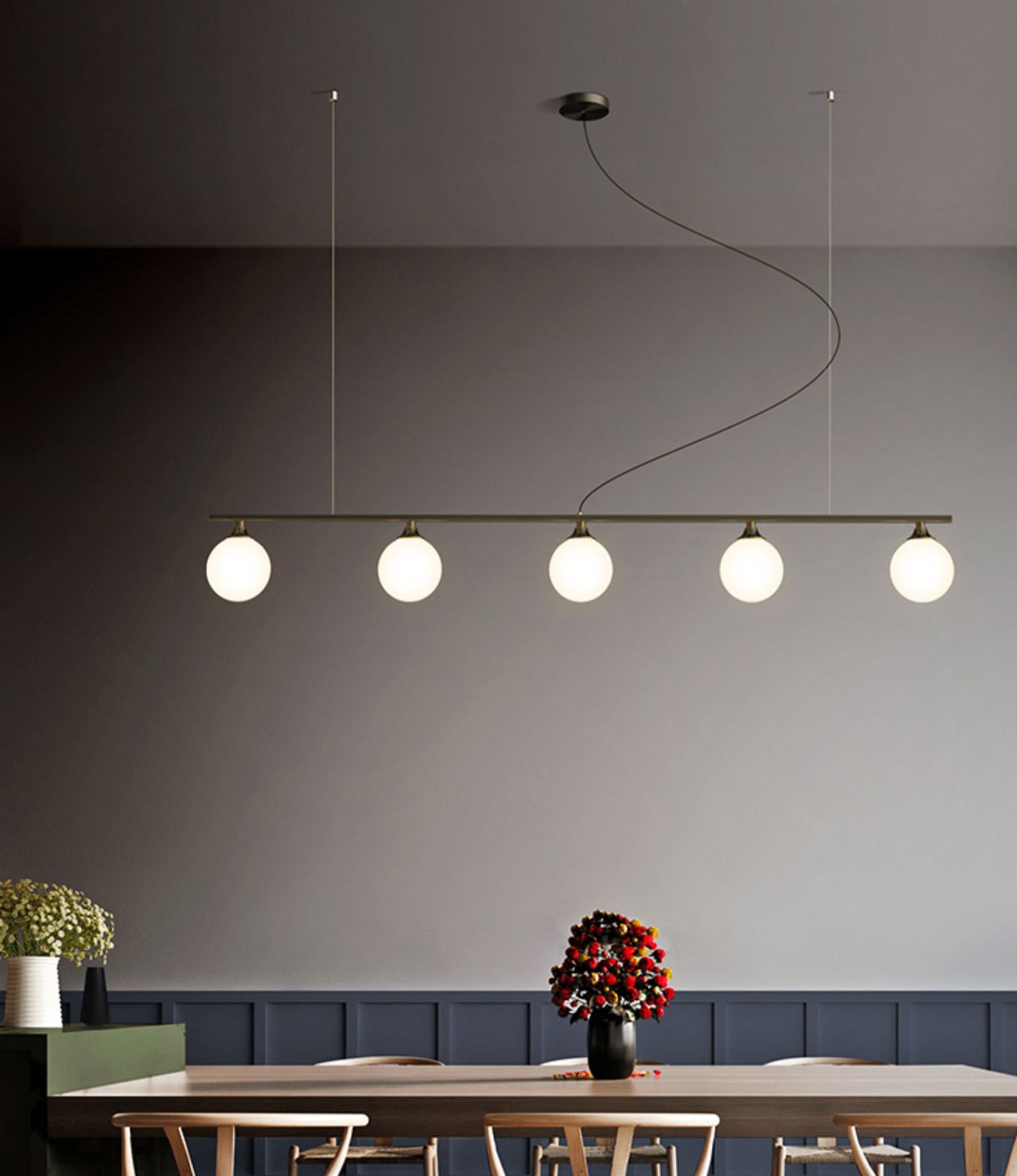 Simplicity Ball Shade Island Pendant Light Milky Glass Dining Room Hanging Light