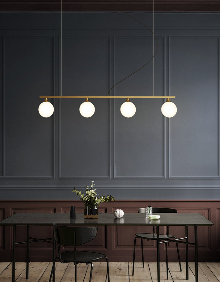 Simplicity Ball Shade Island Pendant Light Milky Glass Dining Room Hanging Light