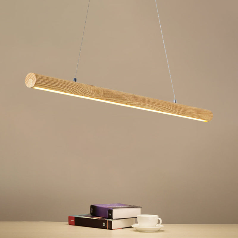 Illuminazione dell'isola a forma di polo beige semplice a led a led in legno sul tavolo da pranzo