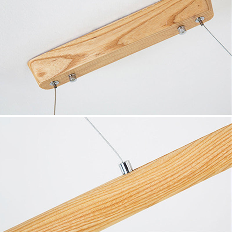 Illuminazione dell'isola a forma di polo beige semplice a led a led in legno sul tavolo da pranzo