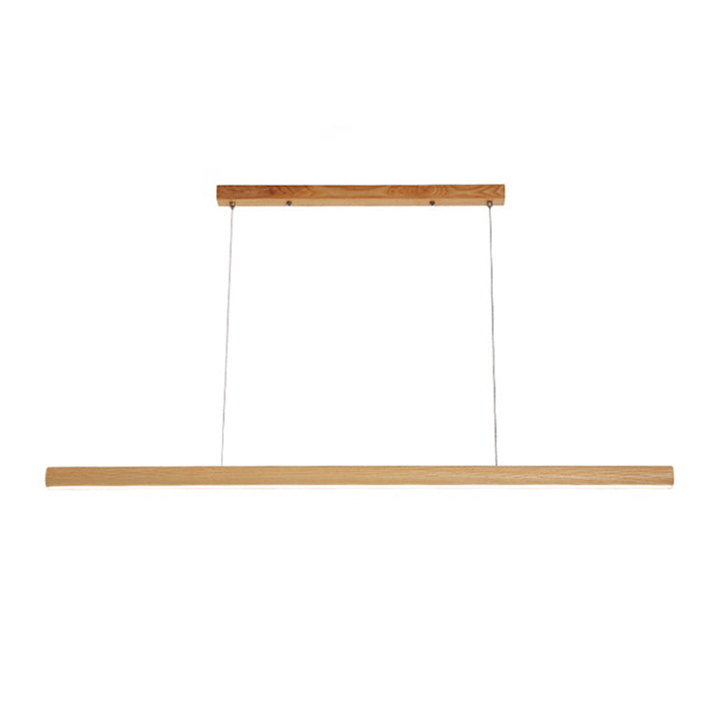 Ash Wood Tubular Hanging Lamp Nordic Style Dining Room LED Island Lighting Ideas
