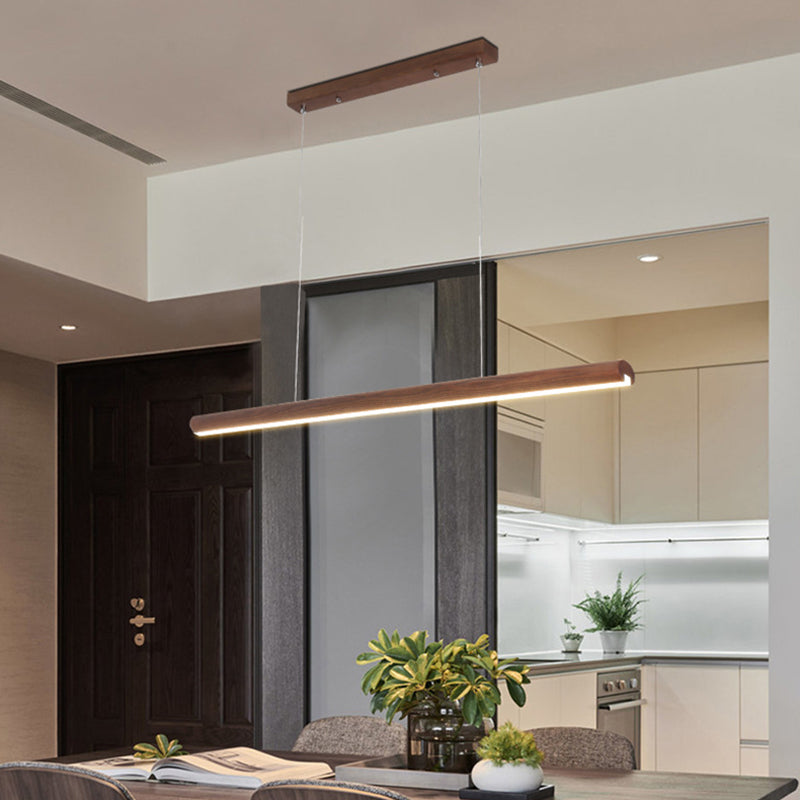 Ash Wood Tubular Hanging Lamp Nordic Style Dining Room LED Island Lighting Ideas
